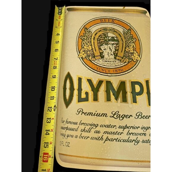 Olympia Beer Can Cardboard Store Sign USA Large Vintage 9.5" x 16" Breweriana - Picture 5 of 5